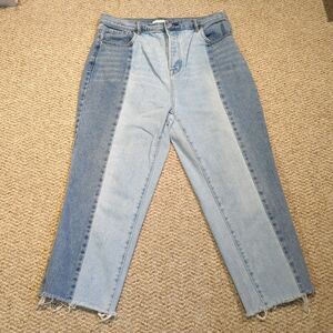 Pacsun High Rise Straight Jeans Womens 31 S 90's Boyfriend Two Tone Raw Hem